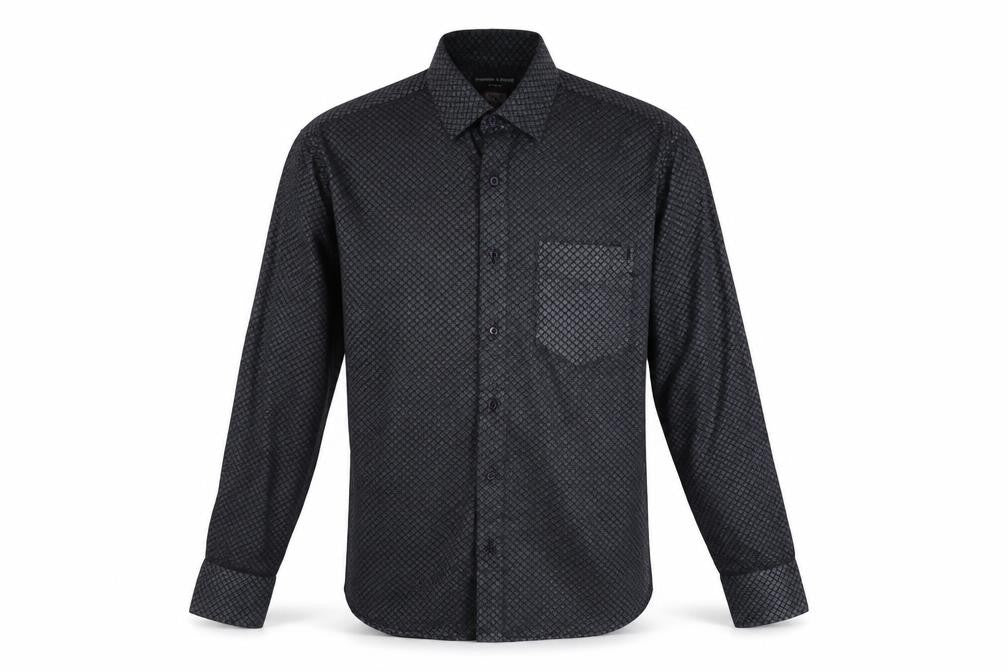 Hawkins & jenkins Mens Black Geometric   Button-Up Size 16.5