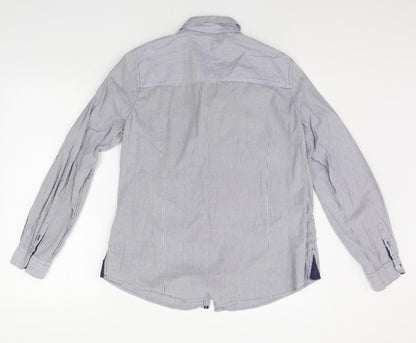 RESERVED Mens Blue Striped   Button-Up Size 14