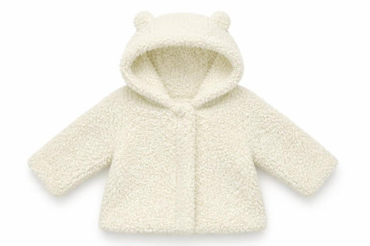 Front view of Charanga Baby Beige Cardigan Jumper, size 3-6, Months