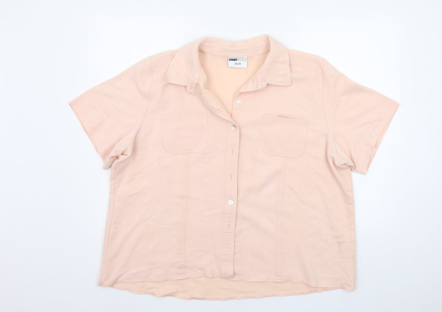 Sara Womens Beige   Basic Button-Up Size 22