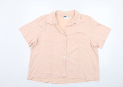 Sara Womens Beige   Basic Button-Up Size 22