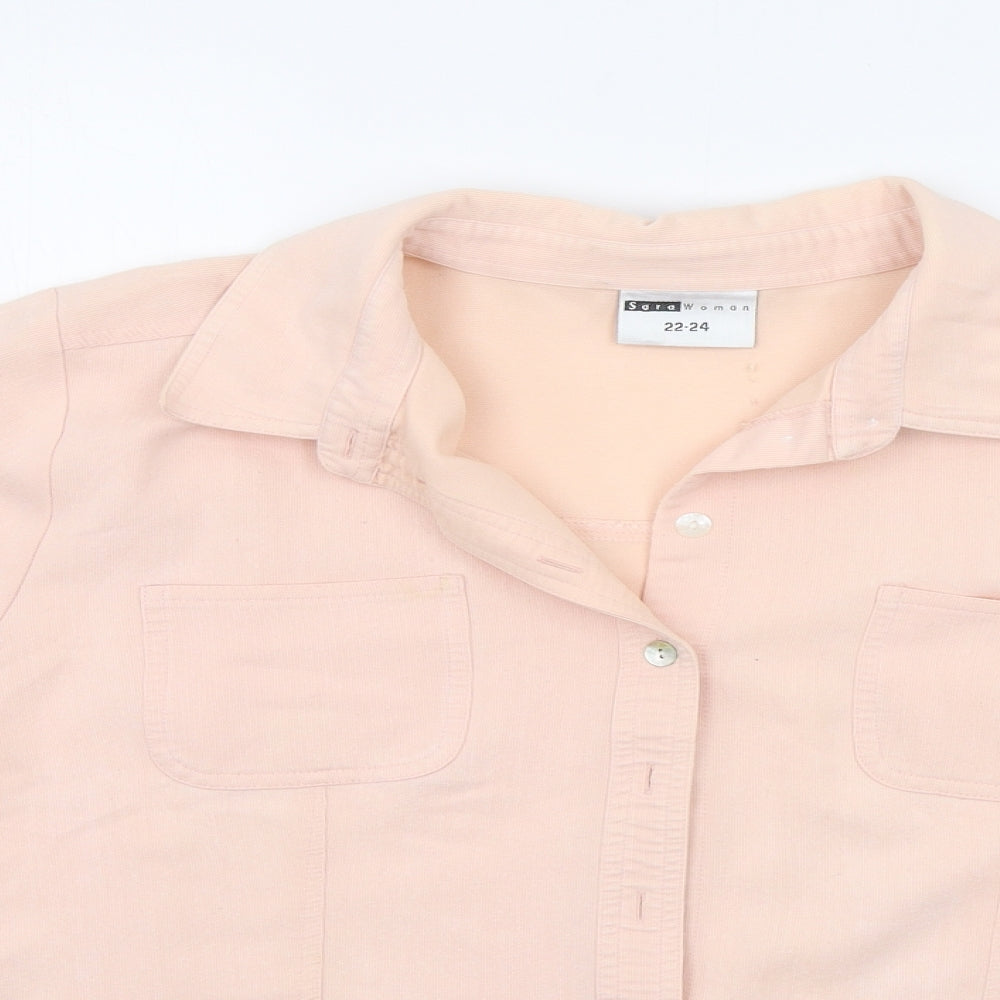 Sara Womens Beige   Basic Button-Up Size 22