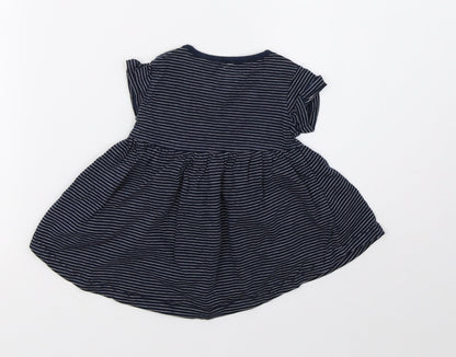 Back view of Next girls’ blue striped a-line, size 3-6, months