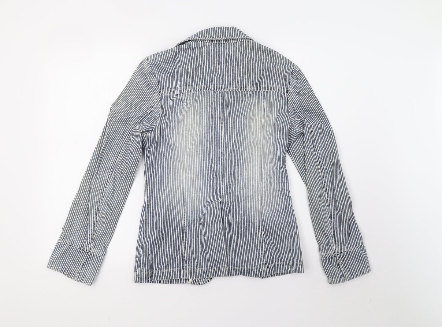 Marks and Spencer Womens Blue Striped  Jacket  Size 8