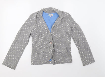 Additional front view of Marks & Spencer girls’ grey polka dot jacket, size 12-13, years