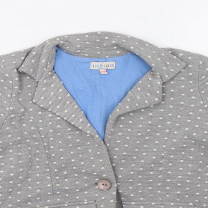 Close-up detail of Marks & Spencer girls’ grey polka dot jacket, size 12-13, years