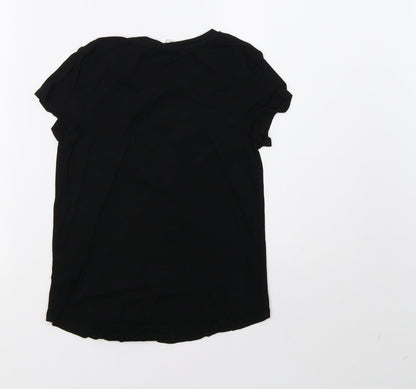 Back view of TU girls’ black basic t-shirt, size 8, years