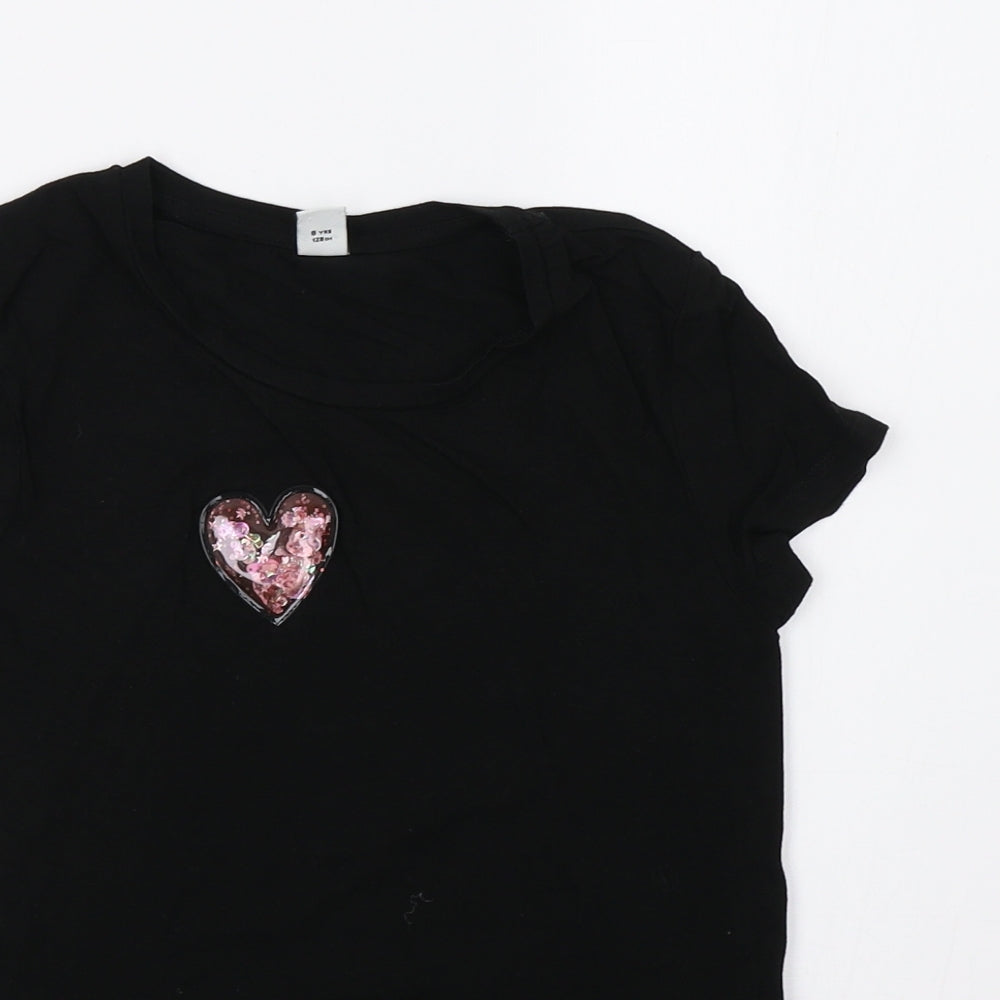 saisnburys Girls Black   Basic T-Shirt Size 8 Years
