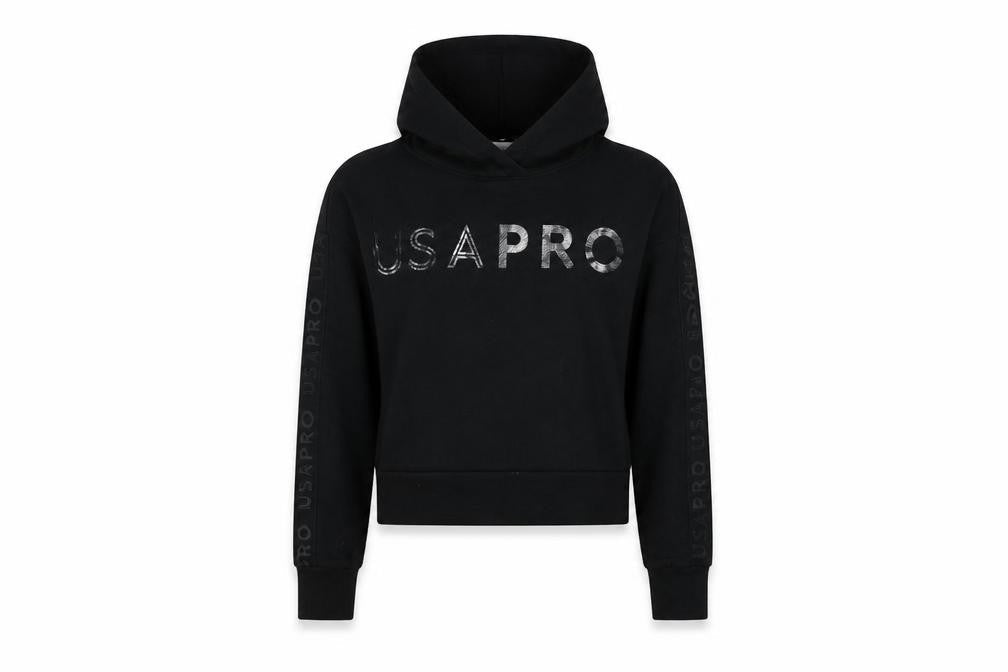 USA Pro Girls Black   Pullover Hoodie Size 11-12 Years  - cropped