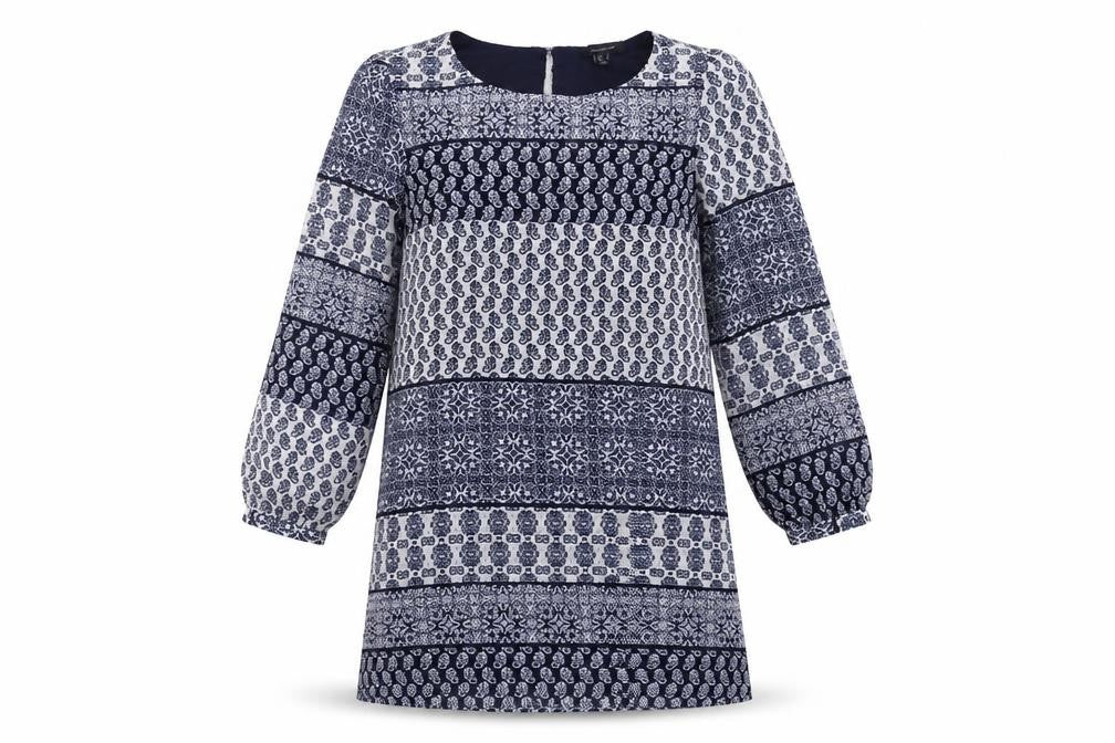 Atmosphere  Womens Blue Geometric  A-Line  Size 10