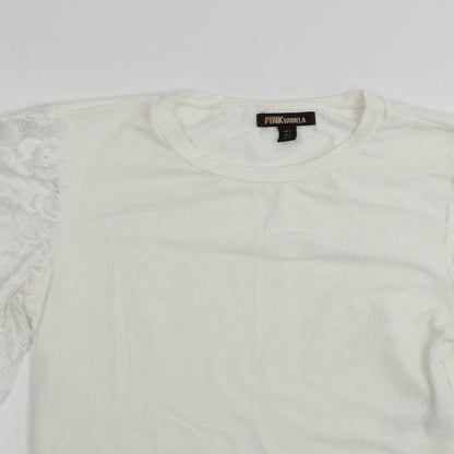 Pink Vanilla  Womens Ivory   Basic T-Shirt Size L
