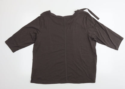 Preloved Marks and Spencer  Womens Brown Paisley  Basic T-Shirt Size 20 - Back