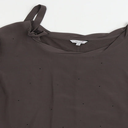 Preloved Marks and Spencer  Womens Brown Paisley  Basic T-Shirt Size 20 - Detail