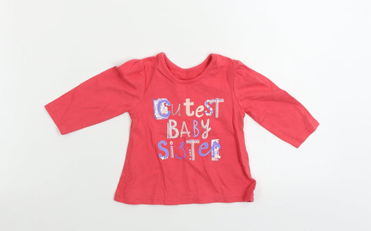 George  Girls Red   Basic T-Shirt Size 6-9 Months