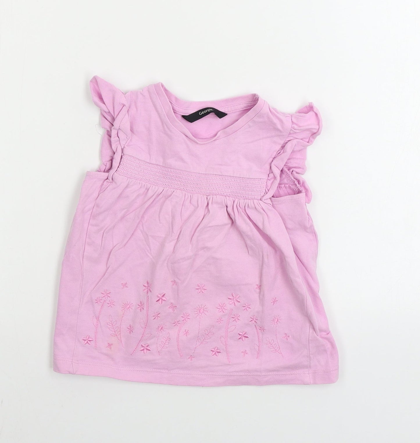 George  Girls Pink   Basic T-Shirt Size 2-3 Years
