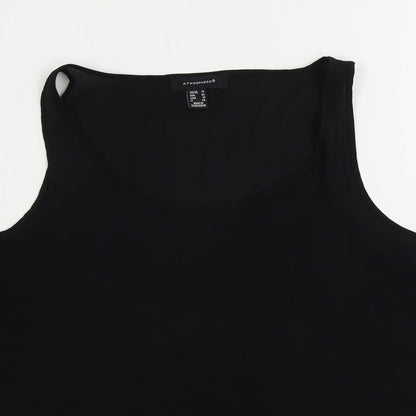 Close-up detail of Atmosphere women’s black basic blouse, size UK 14