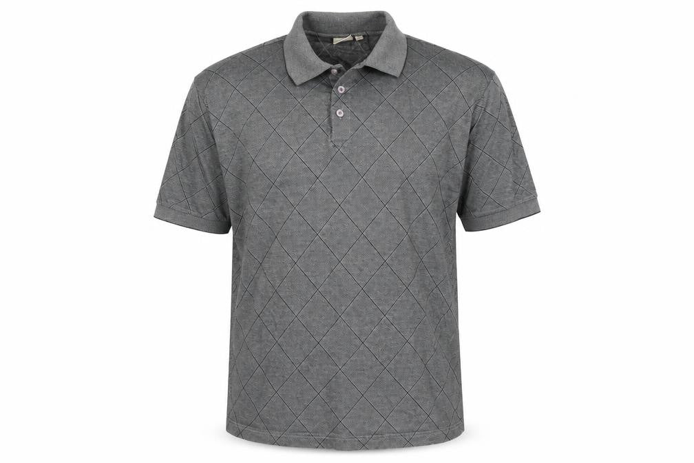 Cotton Traders Mens Grey Argyle/Diamond   Polo Size M