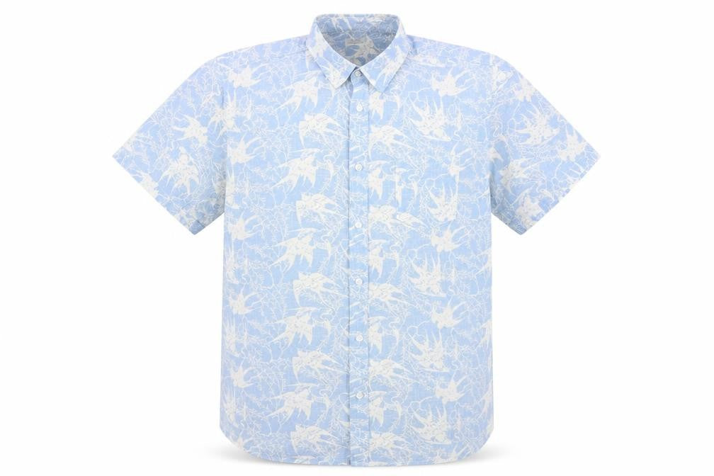 ACW85 Mens Blue Geometric   Button-Up Size L