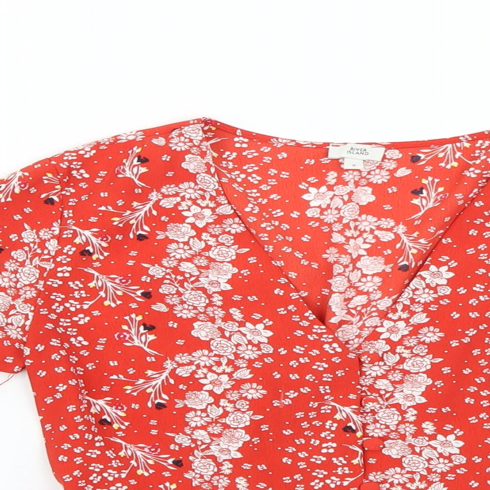 River Island Womens Multicoloured Geometric  Basic Blouse Size 8