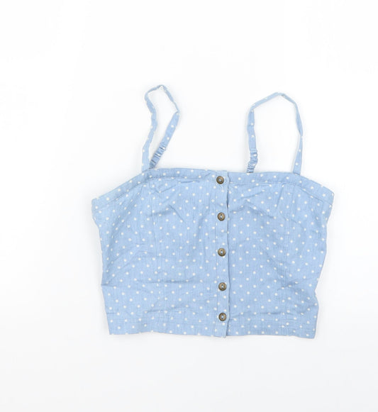 New Look Girls Blue Polka Dot  Basic Blouse Size 11 Years