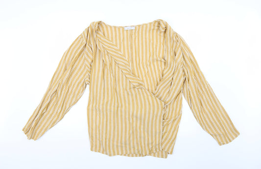 Marks and Spencer Womens Yellow Striped  Basic Blouse Size 22