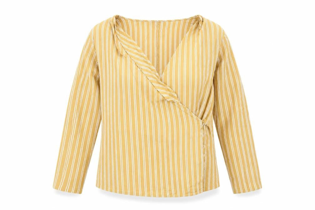 Marks & Spencer Womens Yellow Striped  Basic Blouse Size 22