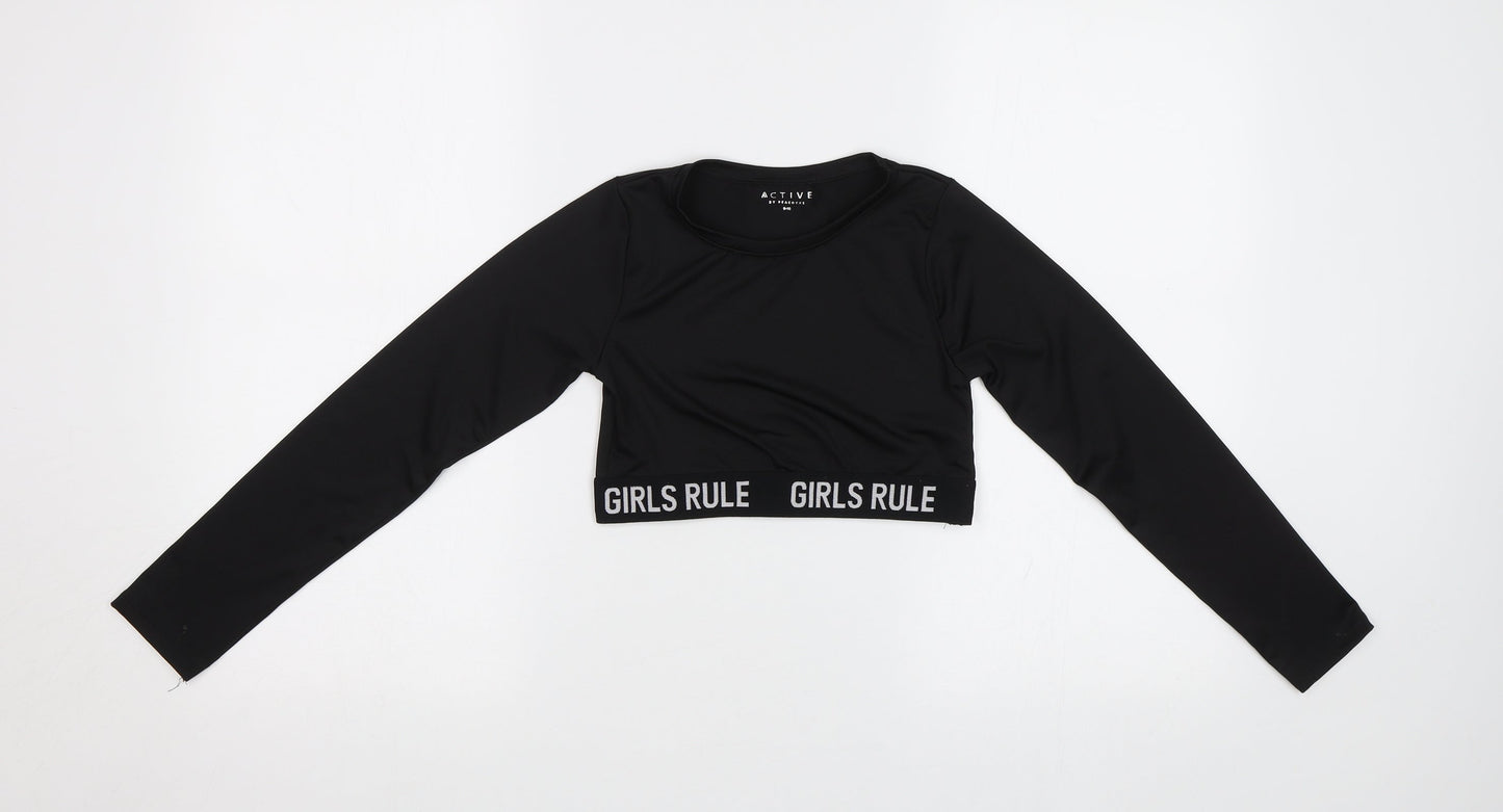 Peacocs Girls Black   Cropped T-Shirt Size 9-10 Years