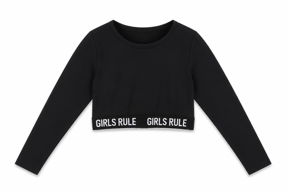 Peacocks Girls Black   Cropped T-Shirt Size 9-10 Years