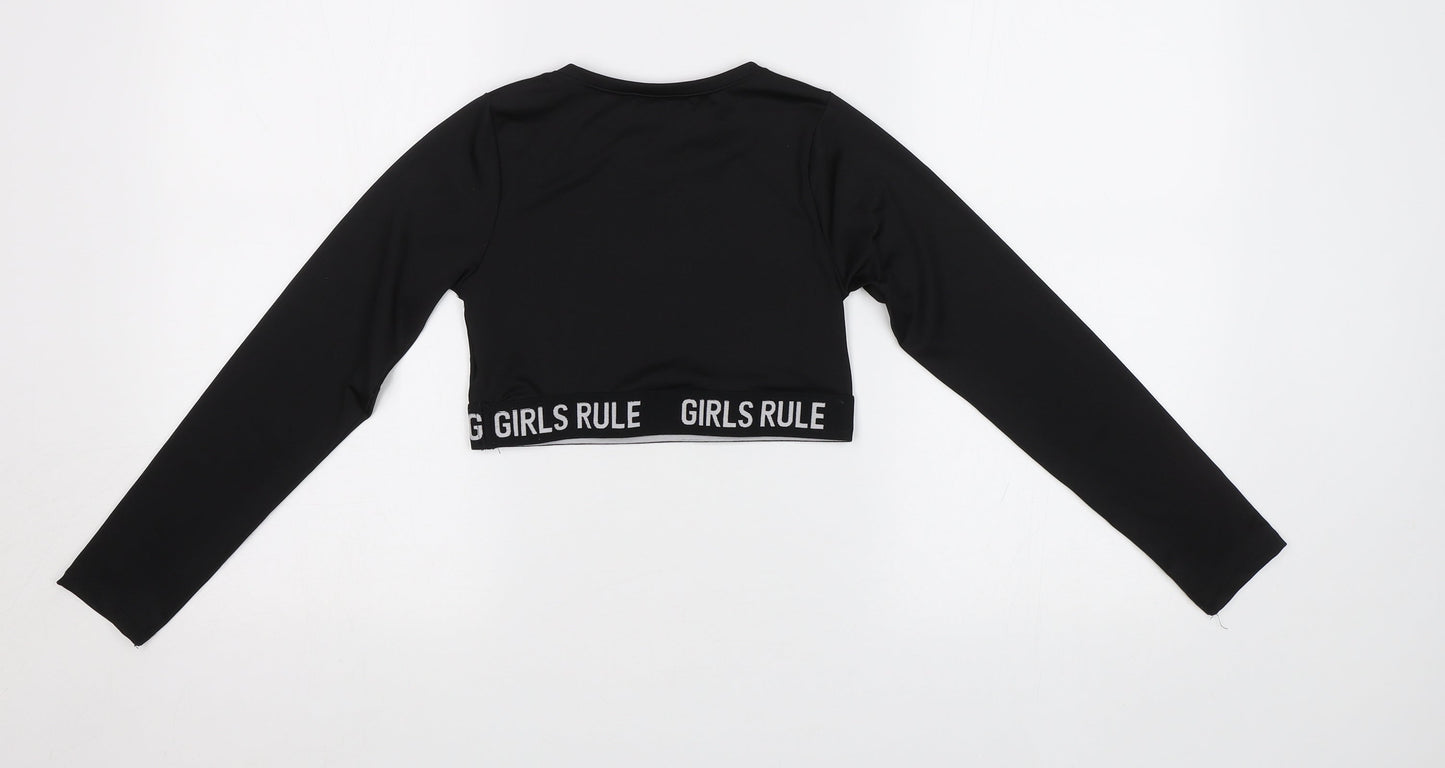 Peacocs Girls Black   Cropped T-Shirt Size 9-10 Years