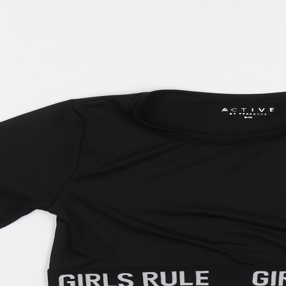 Peacocs Girls Black   Cropped T-Shirt Size 9-10 Years
