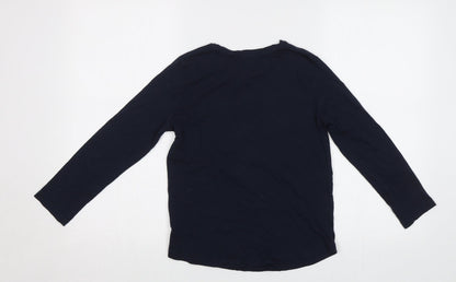 Back view of Peacocks girls’ blue basic polo, size 9-10, years