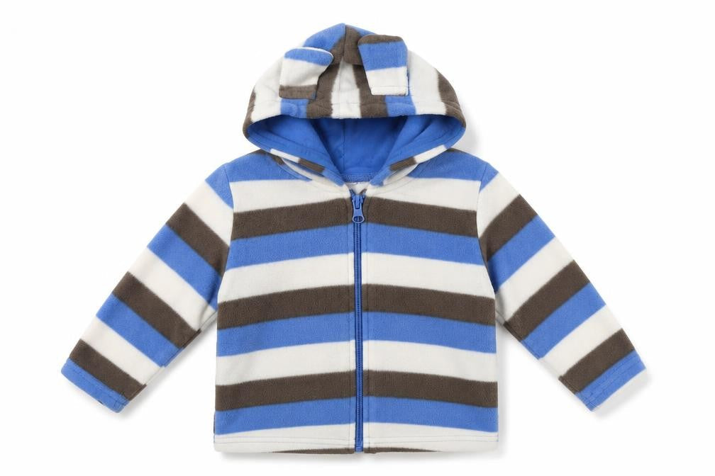 Preworn Baby Blue Striped  Full Zip Jumper Size 12-18 Months