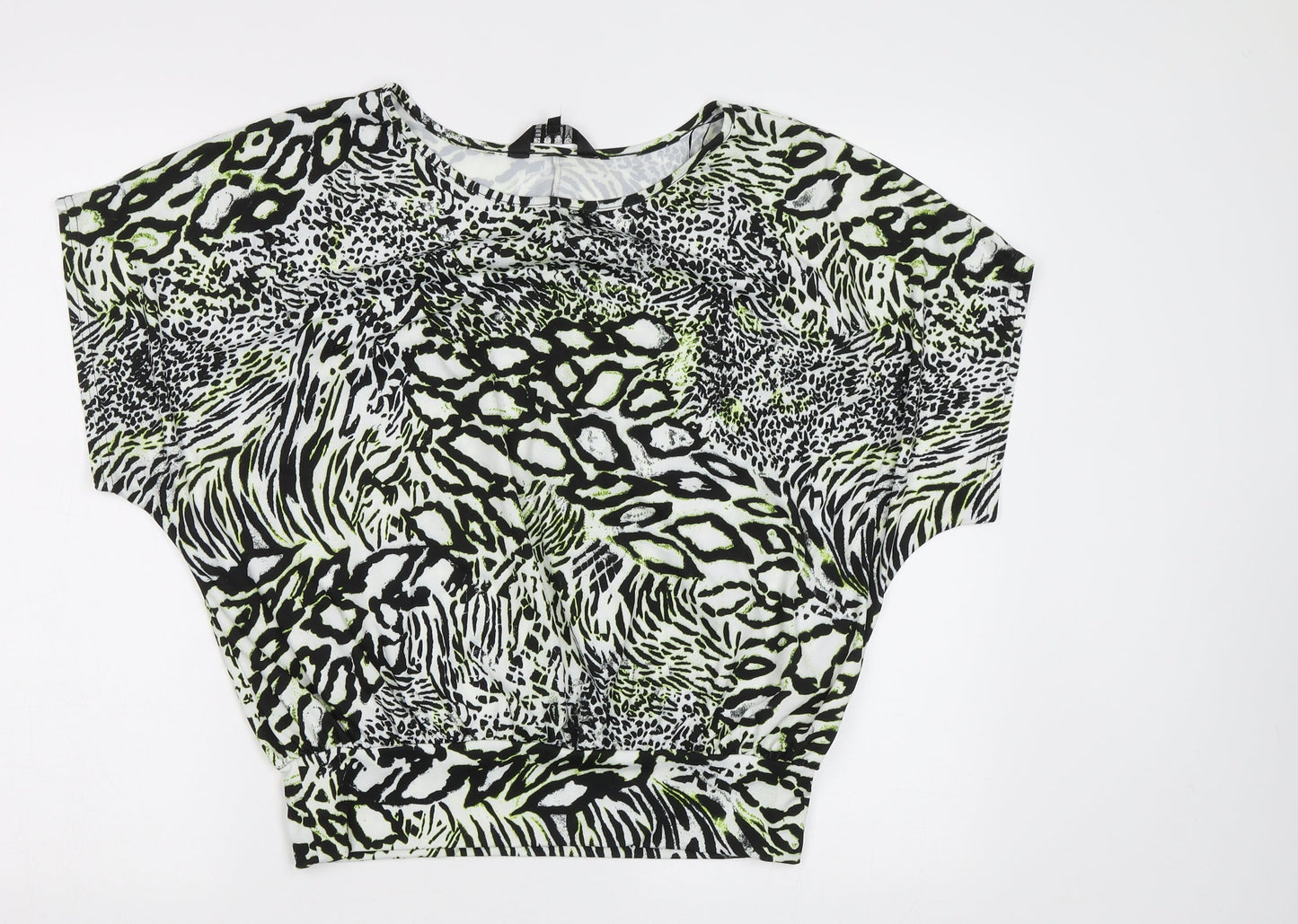 Envy Womens Green Animal Print  Basic Blouse Size 12