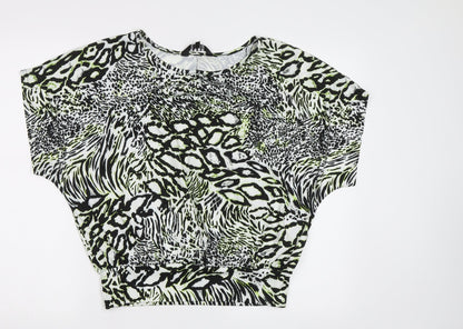 Envy Womens Green Animal Print  Basic Blouse Size 12
