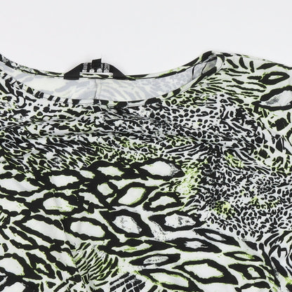 Envy Womens Green Animal Print  Basic Blouse Size 12