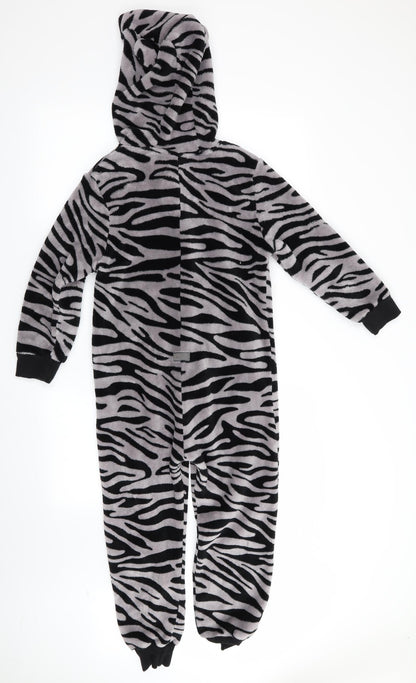 Preloved NEXT Girls Black Animal Print   One Piece   - Zebra Print - Back