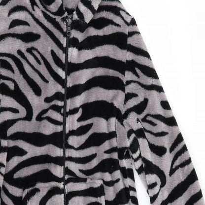 Preloved NEXT Girls Black Animal Print   One Piece   - Zebra Print - Detail