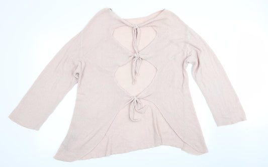 Zara Womens Pink   Pullover Jumper Size 8  - Open Back