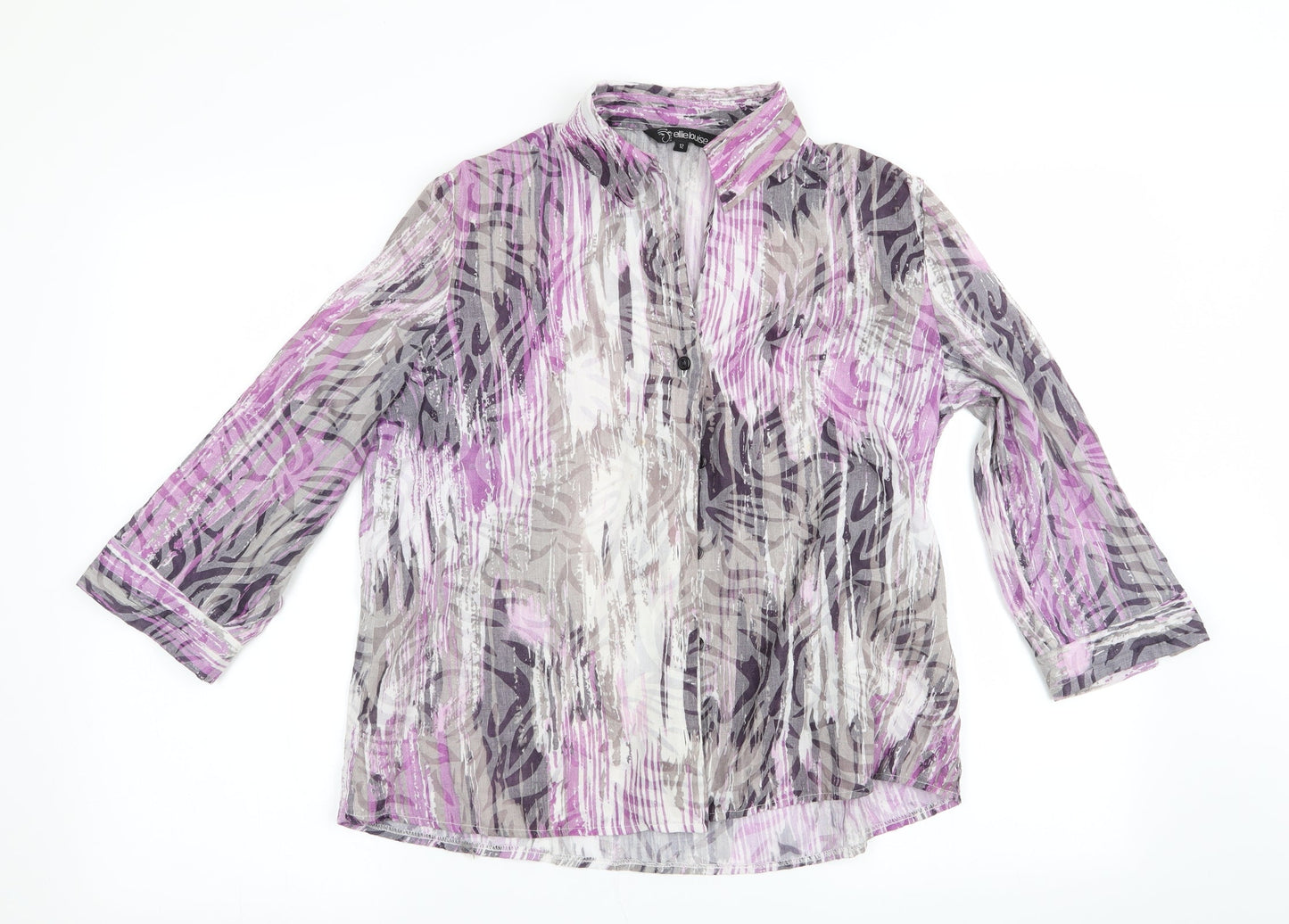 Ellie Louise Womens Purple Animal Print  Basic Blouse Size 12