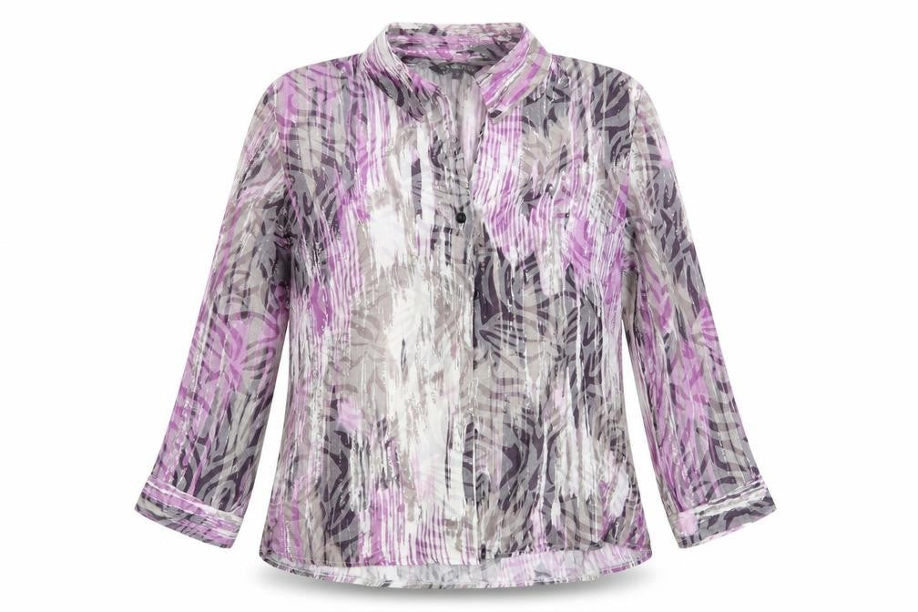Ellie Louise Womens Purple Animal Print  Basic Blouse Size 12