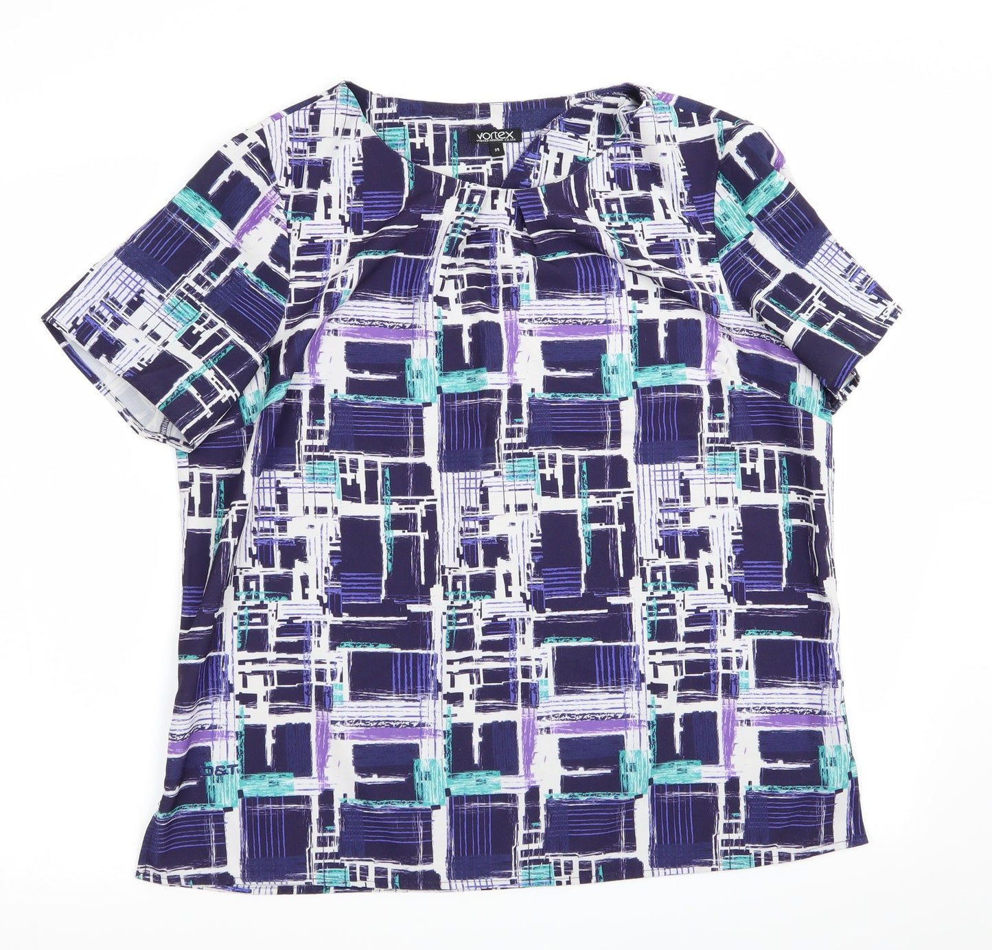 Vortex Womens Purple Check  Basic Blouse Size 14