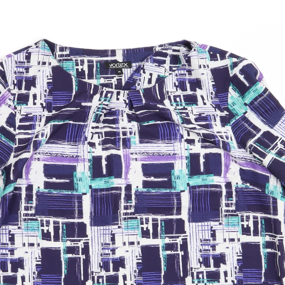 Vortex Womens Purple Check  Basic Blouse Size 14