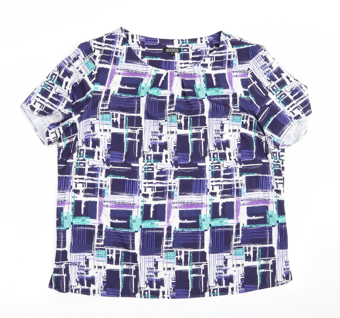 Vortex Womens Blue Check  Basic Blouse Size 14