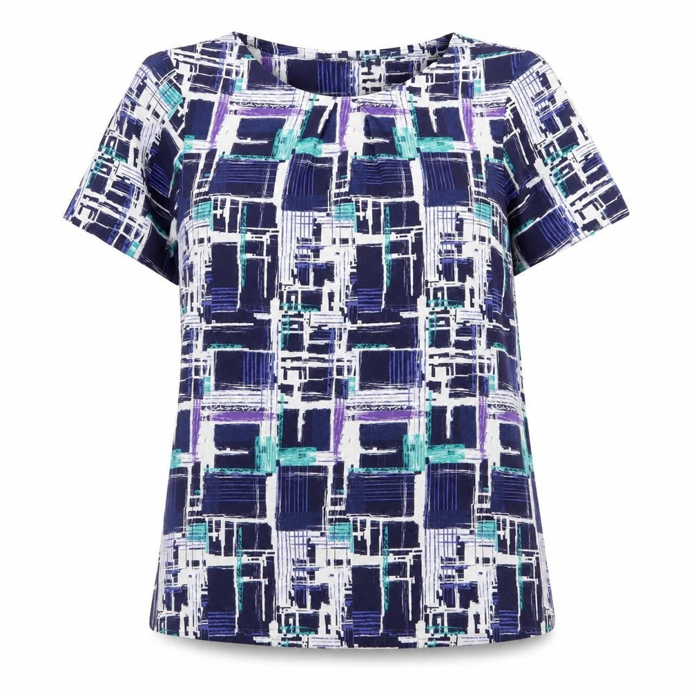 Vortex Womens Blue Check  Basic Blouse Size 14