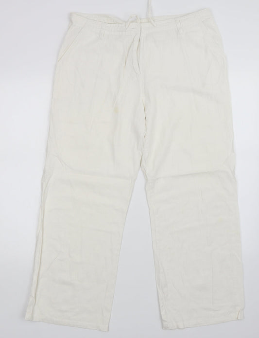 Mia Moda Womens White   Trousers  Size 16 L27 in