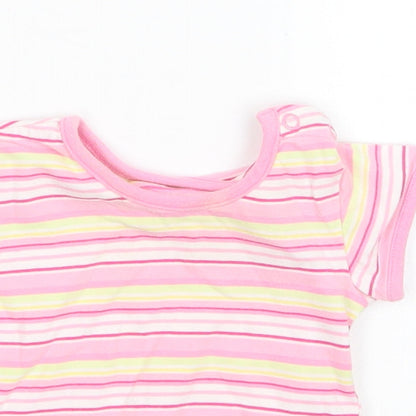 Close-up detail of George girls’ multicoloured striped basic t-shirt, size 0-3, months