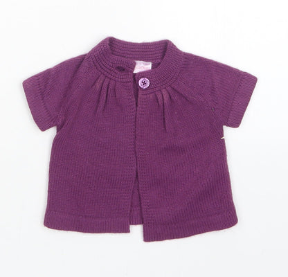 Additional front view of Cherokee girls’ purple cardigan jumper, size 0-3, months