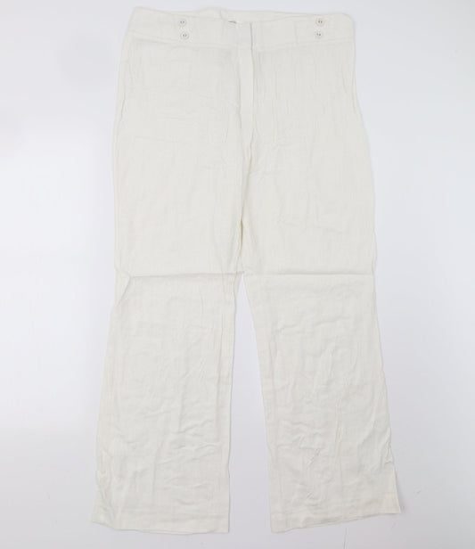 M&S Womens Ivory   Trousers  Size 14 L20 in