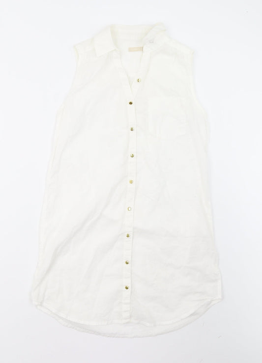 B. Young Womens Ivory   Shirt Dress  Size 8