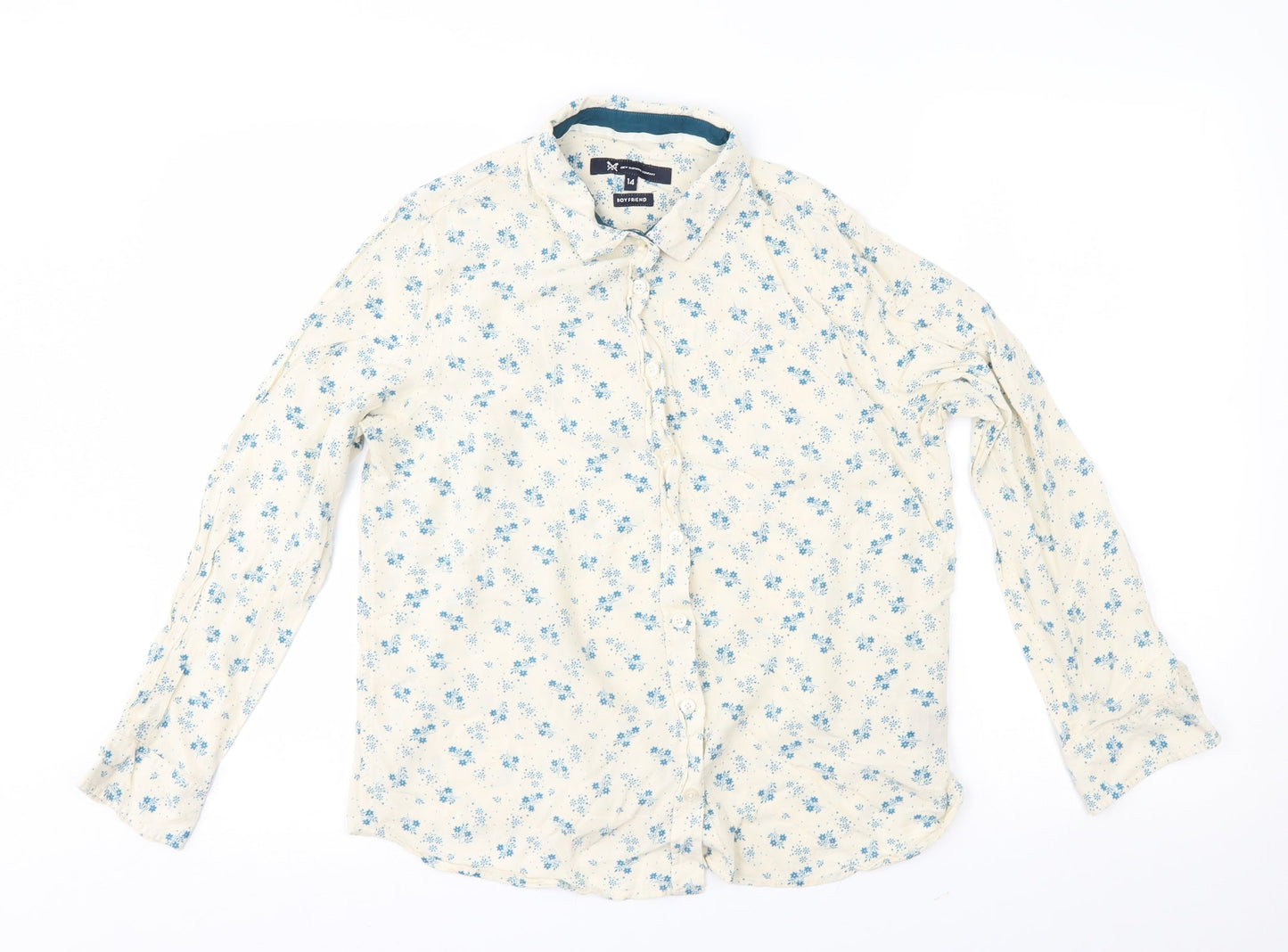 CCC Womens Ivory Floral  Basic Button-Up Size 14  - boyfriend fit